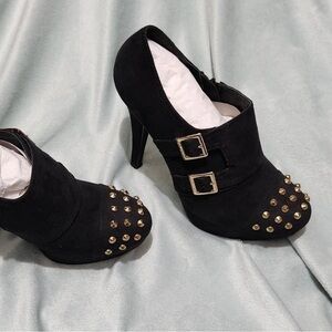 Guess Black Heels with Gold Accents